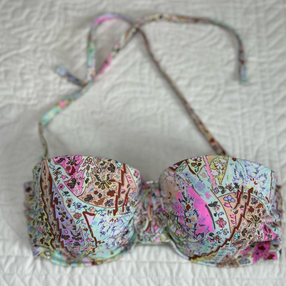 Victoria Secret Push Up Bikini Top Sz Removable Neck Strap Women’s 34DD